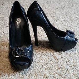 Black Peeptoe Pumps